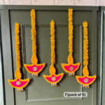 designer-diya-shape-door-hanging-with-yellow-floral-garland-festive-collection-pack-of-5
