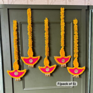 designer-diya-shape-door-hanging-with-yellow-floral-garland-festive-collection-pack-of-5