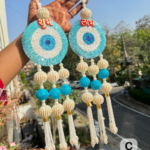 aqua-evil-eye-beaded-shubh-labh-hanging-pair-pf-3-protection-home-decor