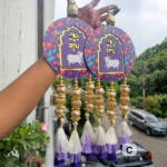 round-shubh-labh-cow-door-danglers-purple-theme-pair-of-4