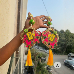 traditional-elephant-decorative-door-hangings-golden-tassel-pair-of-4