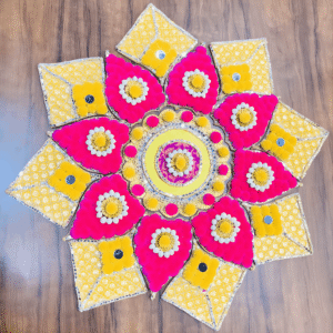 Beautiful Yellow and Pink Rangoli (Pack of 1)
