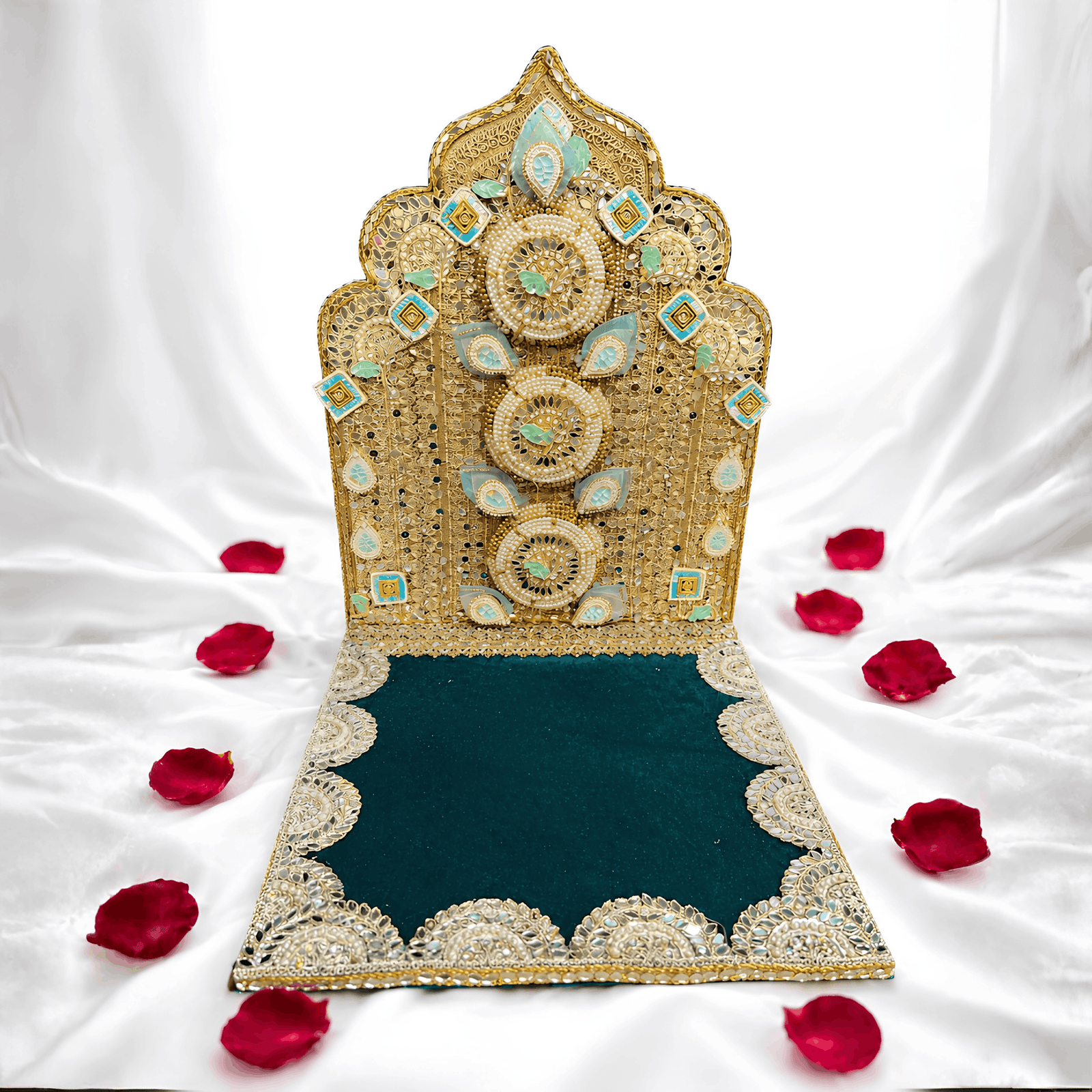 Designer Dark Green Singhasan-16*12 inch(Pack of 1)