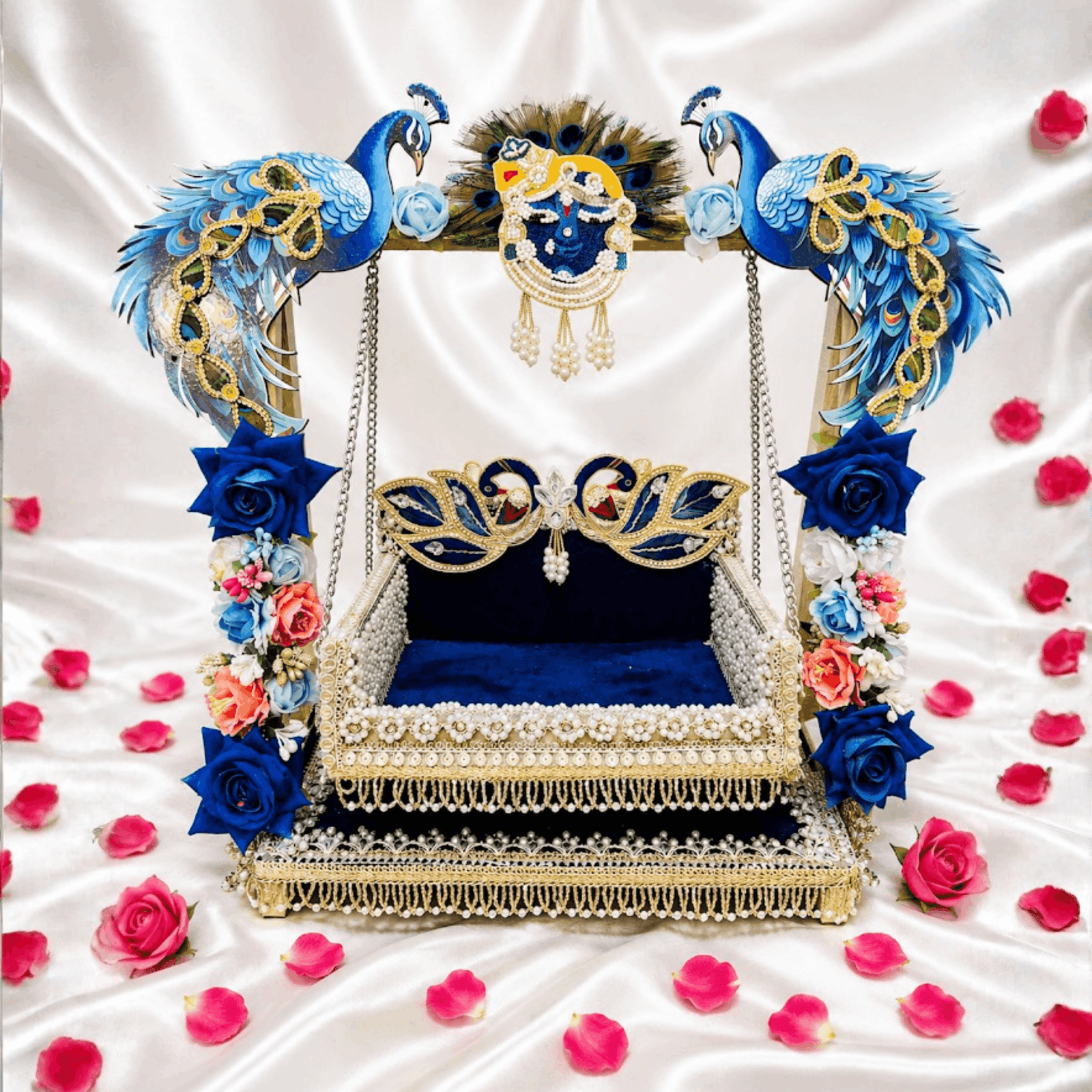 Blue Peacock-Themed Jhula (Pack of 1)
