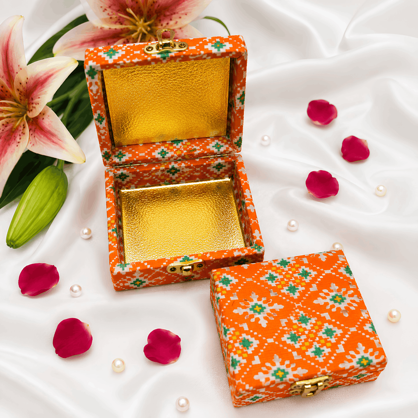 Orange Printed Gifting Box (Pack of 6)