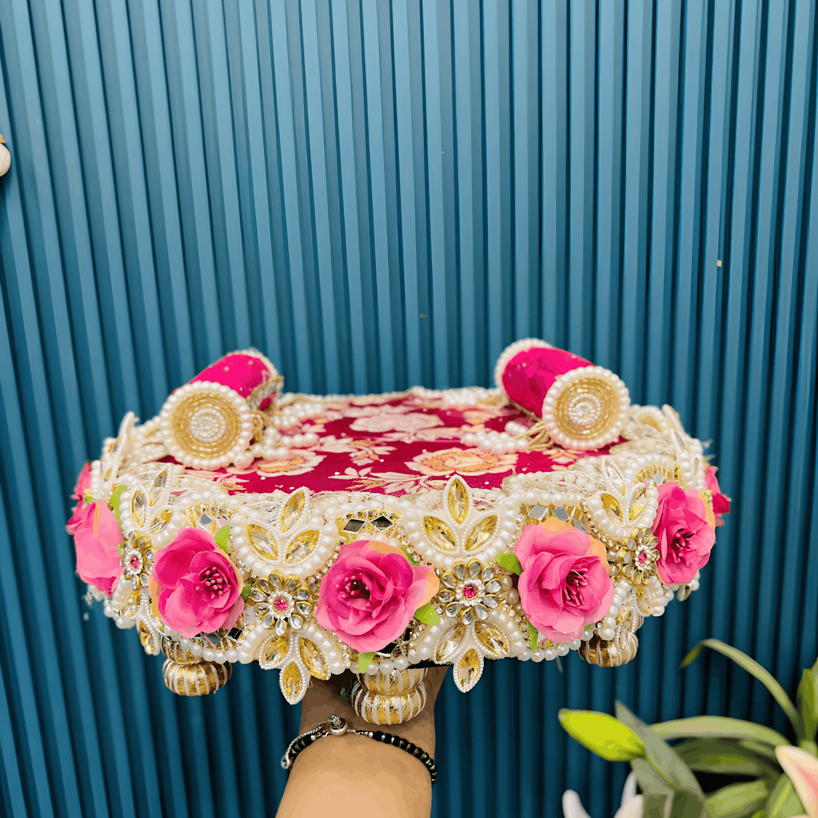 Pink Designer Singhasan-10 inch (Pack of 1)